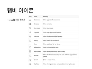 탭바 아이콘
• 시스템 정의 아이콘
 