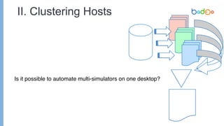 II. Clustering Hosts
Is it possible to automate multi-simulators on one desktop?
 
