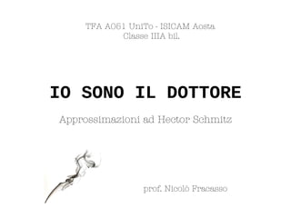 IO SONO IL DOTTORE
Approssimazioni ad Hector Schmitz
TFA A051 UniTo - ISICAM Aosta
Classe IIIA bil.
prof. Nicolò Fracasso
 