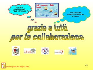 Io sono quello che mangia...sano grazie a tutti  per la collaborazione ASSOCIAZIONE COMITATO GENITORI “ R.Caputo” ISTITUTO COMPRENSIVO POLO 2 TRICASE 