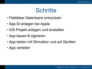 7. FileMaker Konferenz | Salzburg | 13.-15. Oktober 2016
Vortrag und Sprecher
Schritte
• FileMaker Datenbank entwickeln

•...