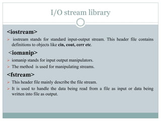 Iostream in c++ | PPTX