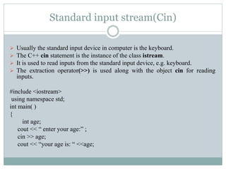 Iostream in c++ | PPT
