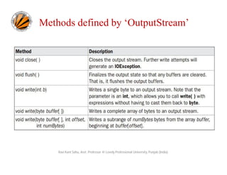 Methods defined by ‘OutputStream’

Ravi Kant Sahu, Asst. Professor @ Lovely Professional University, Punjab (India)

 