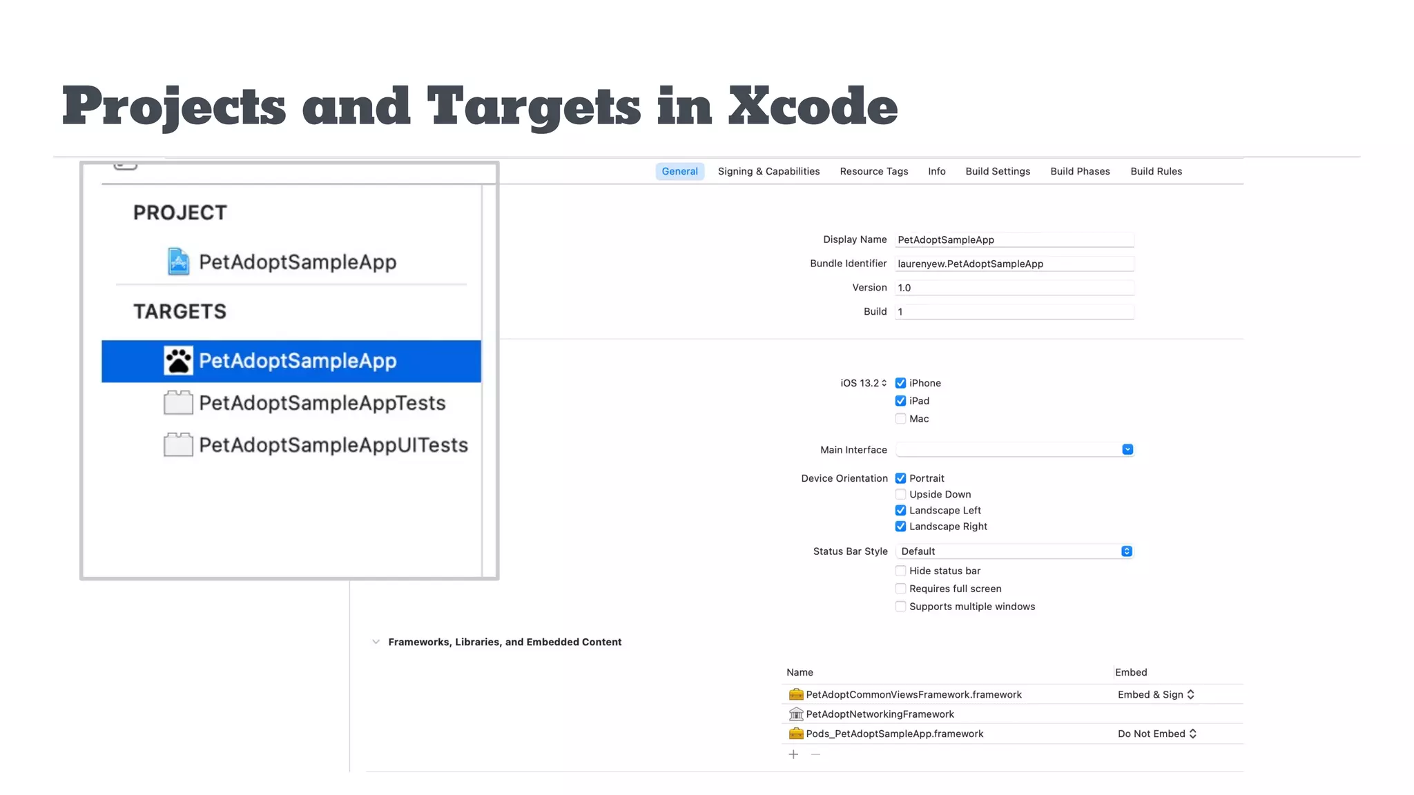 Projects and Targets in Xcode
 