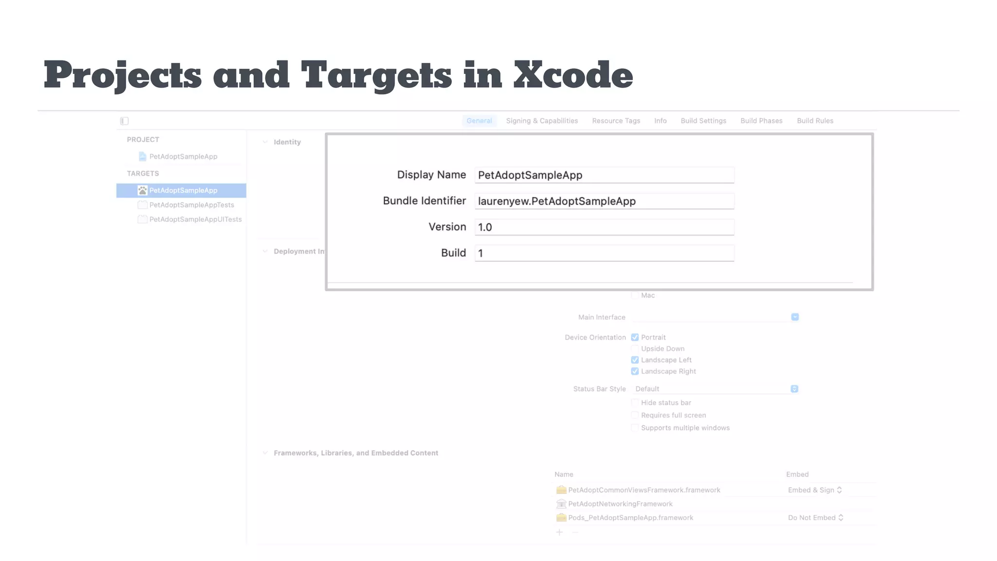 Projects and Targets in Xcode
 