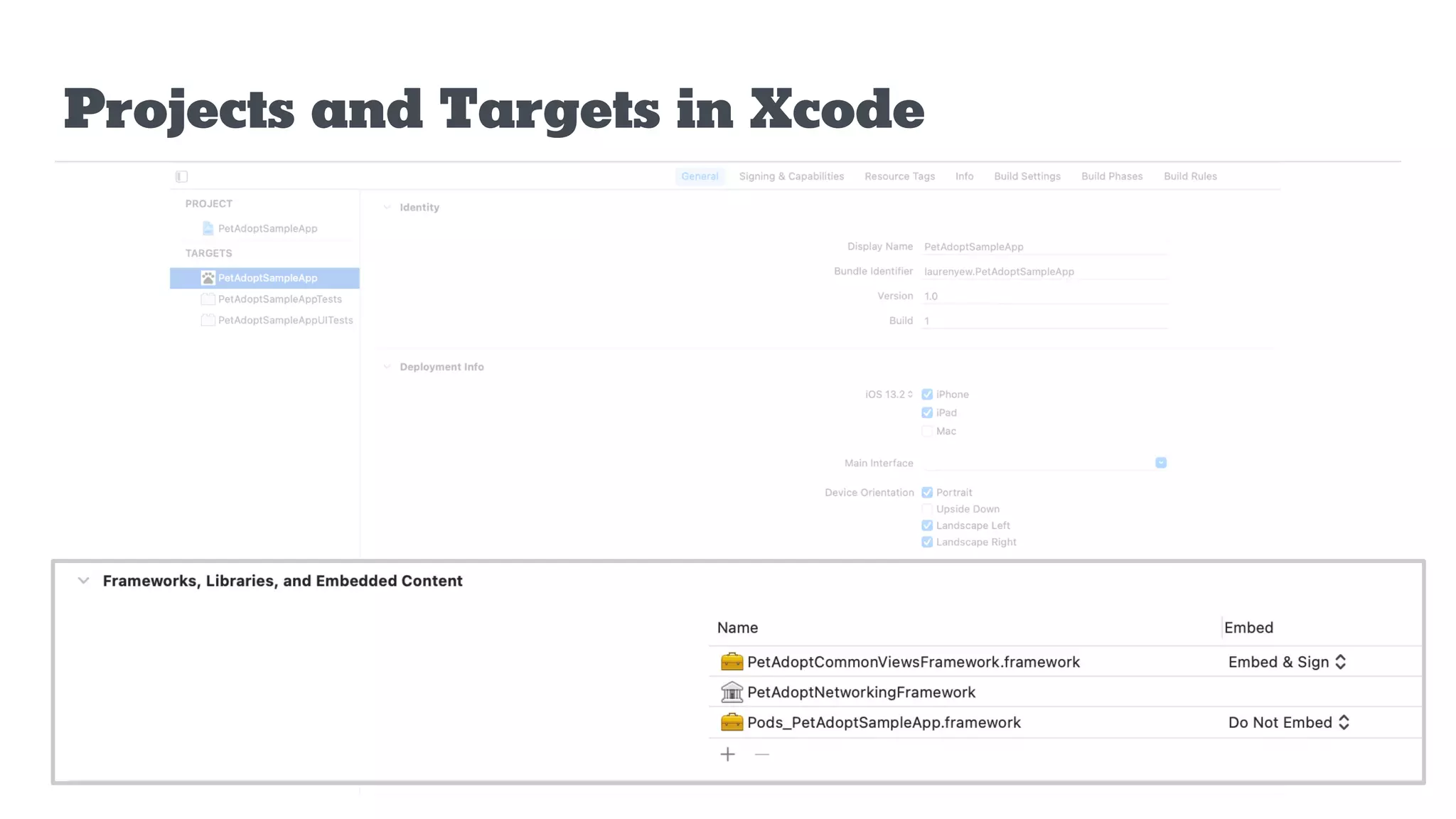 Projects and Targets in Xcode
 