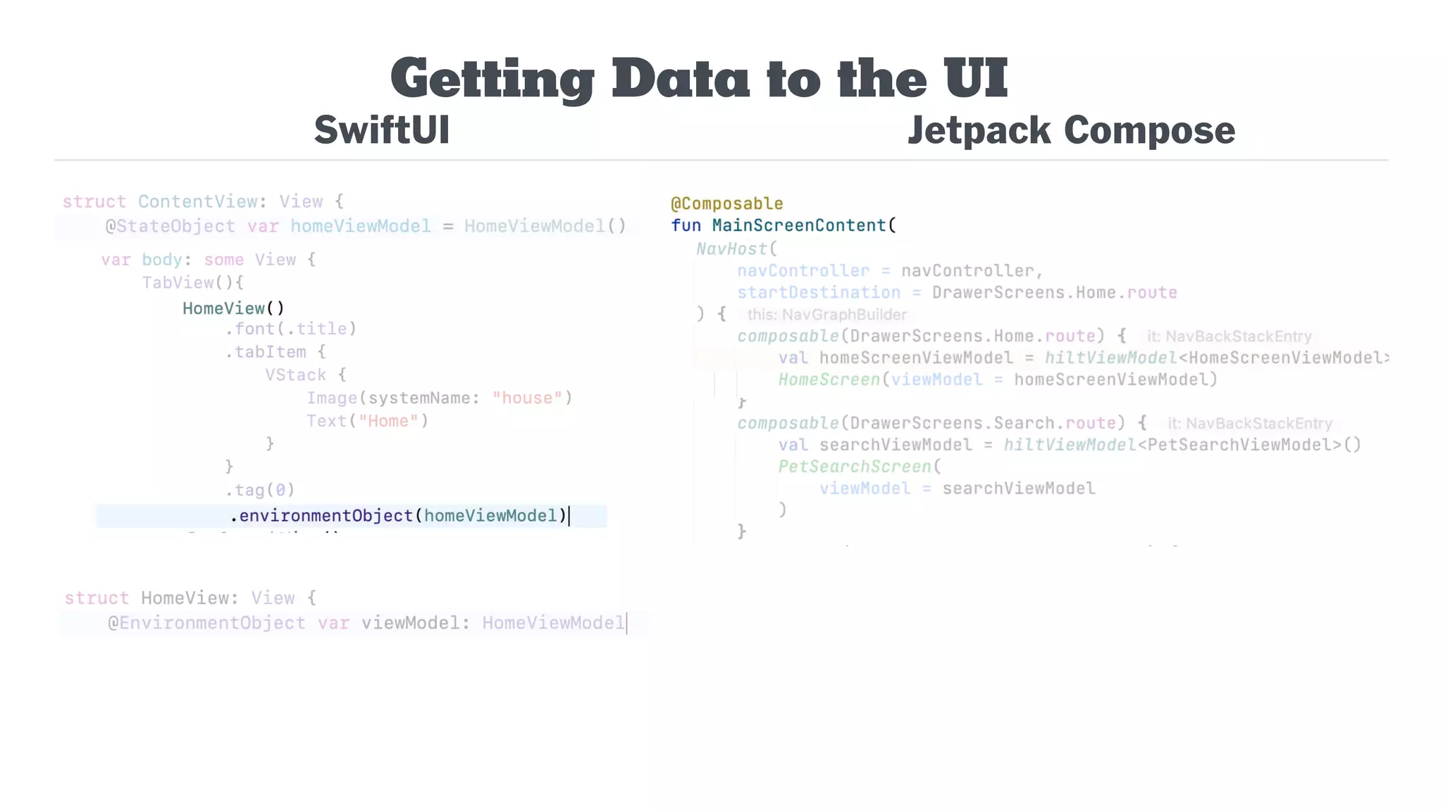 Getting Data to the UI
SwiftUI Jetpack Compose
 
