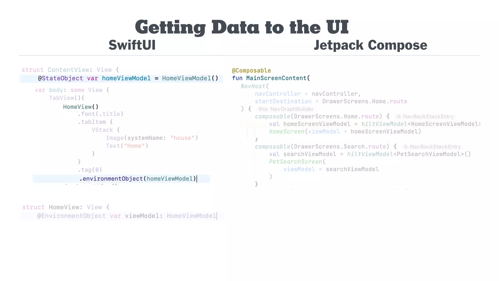 Getting Data to the UI
SwiftUI Jetpack Compose
 