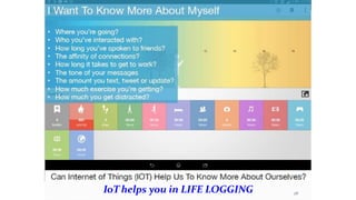 28
IoT helps you in LIFE LOGGING
 