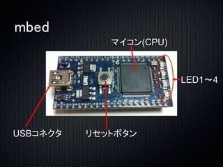 mbed 
LED1〜4 
マイコン(CPU) 
USBコネクタリセットボタン 
 