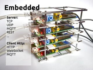Embedded
Server:
TCP
UDP
MQTT
REST
...
Client Http:
HTTP
WebSocket
MQTT
 