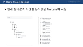 2015 자바카페 OPEN SEMINARPi-Home Project (Demo)
 현재 상태값과 시간별 온도값을 Firebase에 저장
 