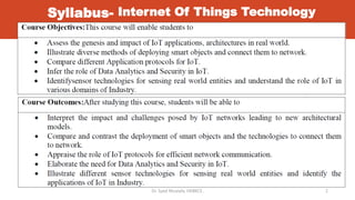 Syllabus- Internet Of Things Technology
Dr. Syed Mustafa, HKBKCE. 2
 