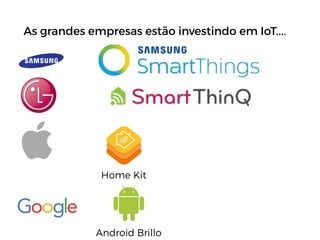 As grandes empresas estão investindo em IoT....
Home Kit
Android Brillo
 