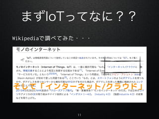 ޤIoTäƤʤˣ
Wikipedia{٤Ƥߤ???
11
ơ󥿩`ͥå/饦ɡ
 
