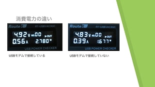 消費電力の違い
USBモデムで接続している USBモデムで接続していない
 