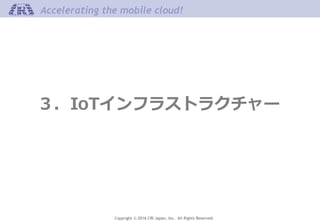 Copyright © 2016 CRI Japan, Inc. All Rights Reserved.
Accelerating the mobile cloud!
３．IoTインフラストラクチャー
 