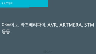 3. IoT 장비
아두이노, 라즈베리파이, AVR, ARTMERA, STM
등등
 
