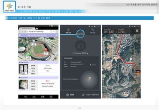 IoT 구조물 변위 모니터링 솔루션
Ⅱ. 보유 기술
6. 빅데이터 수집, 2D/3D 기반 모니터링 시스템 개발기술 보유
서버 관리 및 분석 관리 화면
14
스마트폰 기반 모니터링 시스템 관리 화면
 