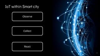 IoT within Smart city
32
Observe
Collect
React
 