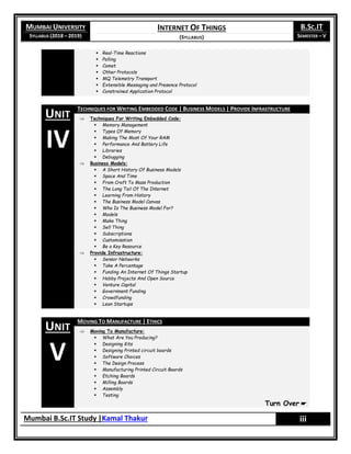 Internet of Things – Syllabus (2018 - 2019) [Mumbai University] | PDF