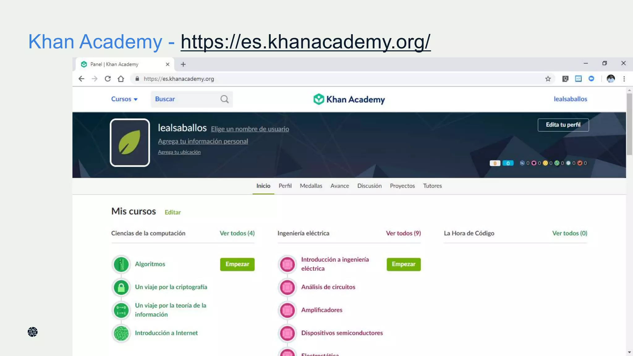 Khan Academy - https://es.khanacademy.org/
8
 