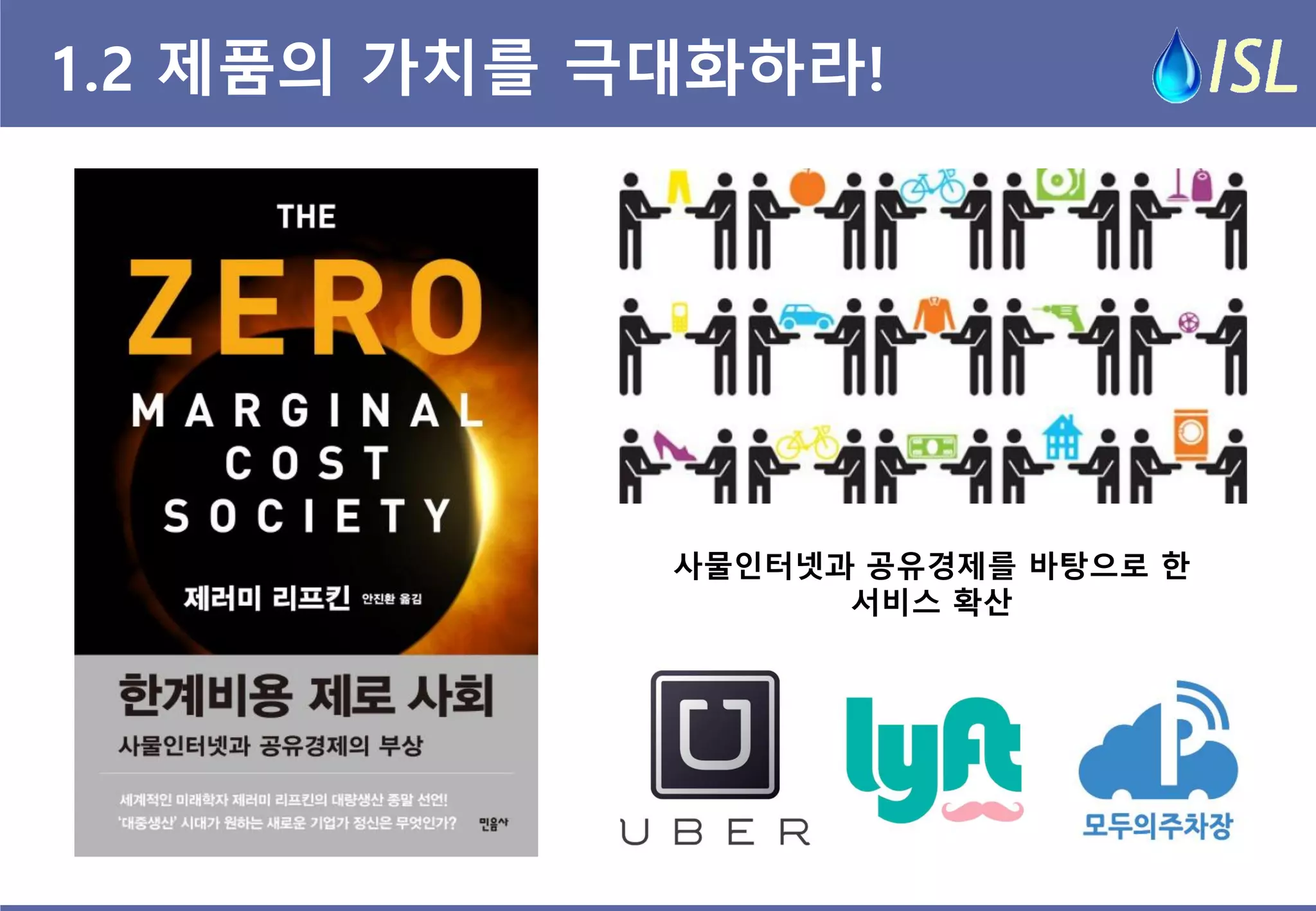 1.2 제품의 가치를 극대화하라! 
사물인터넷과 공유경제를 바탕으로 한 
서비스 확산  