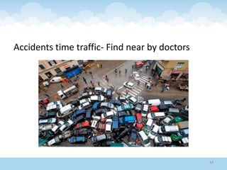 Accidents time traffic- Find near by doctors
14
 