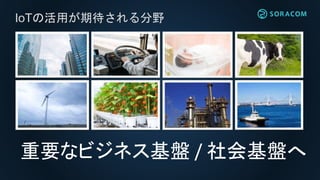 IoTの活用が期待される分野
重要なビジネス基盤 / 社会基盤へ
 