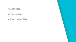 Skillの種類
▸Custom Skills
▸Smart Home Skills
 