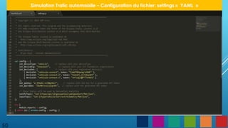 50
Simulation Trafic automobile – Configuration du fichier: settings « YAML »
 