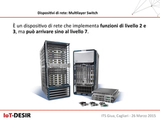 È	
  un	
  disposiHvo	
  di	
  rete	
  che	
  implementa	
  funzioni	
  di	
  livello	
  2	
  e	
  
3,	
  ma	
  può	
  arrivare	
  sino	
  al	
  livello	
  7.	
  
ITS	
  Giua,	
  Cagliari	
  -­‐	
  26	
  Marzo	
  2015	
  
DisposiHvi	
  di	
  rete:	
  MulHlayer	
  Switch	
  
 