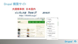 5
大規模事例 日本国内
インプレス社 Think IT 2016.07.
http://thinkit.co.jp/
Drupal 構築サイト
 
