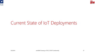 Current State of IoT Deployments
10/3/2019 oneM2M Training in TEC [C-DOT Confidential] 27
 