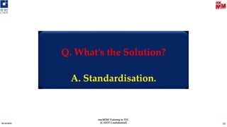 Q. What’s the Solution?
A. Standardisation.
03-10-2019 33
oneM2M Training in TEC
[C-DOT Confidential]
 