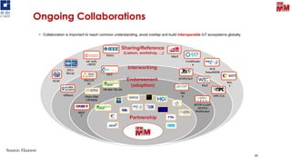 Ongoing Collaborations
40
MQT
T
OMA DM/
LWM2M
HTTP/ CoAP/
(D)TLS/
WebSocket
TR-069/ TR-181
DD
S
P2413
JTC1
WG10
SG20
MIoT
SCP,
SmartM2M
Certificatio
n
ref. arch,
OHTP
WG
3
OPC-UA
WoT
SCEF/CIoT
AllJoyn
OCF
OSGi/D
AL
• Collaboration is important to reach common understanding, avoid overlap and build interoperable IoT ecosystems globally.
Source: Huawei
Sharing/Reference
(Liaison, workshop, …)
Interworking
Endorsement
(adoption)
Partnership
 