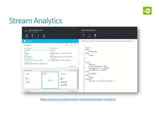 Stream Analytics
https://azure.microsoft.com/en-us/services/stream-analytics/
 