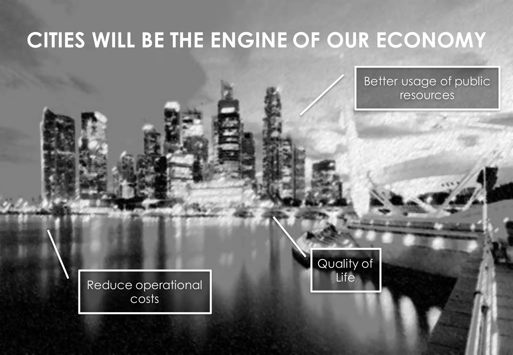 Quality of
Life
Better usage of public
resources
Reduce operational
costs
CITIES WILL BE THE ENGINE OF OUR ECONOMY
 