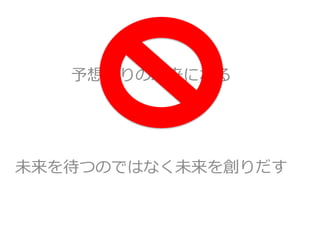 予想通りの未来になる
未来を待つのではなく未来を創りだす
 
