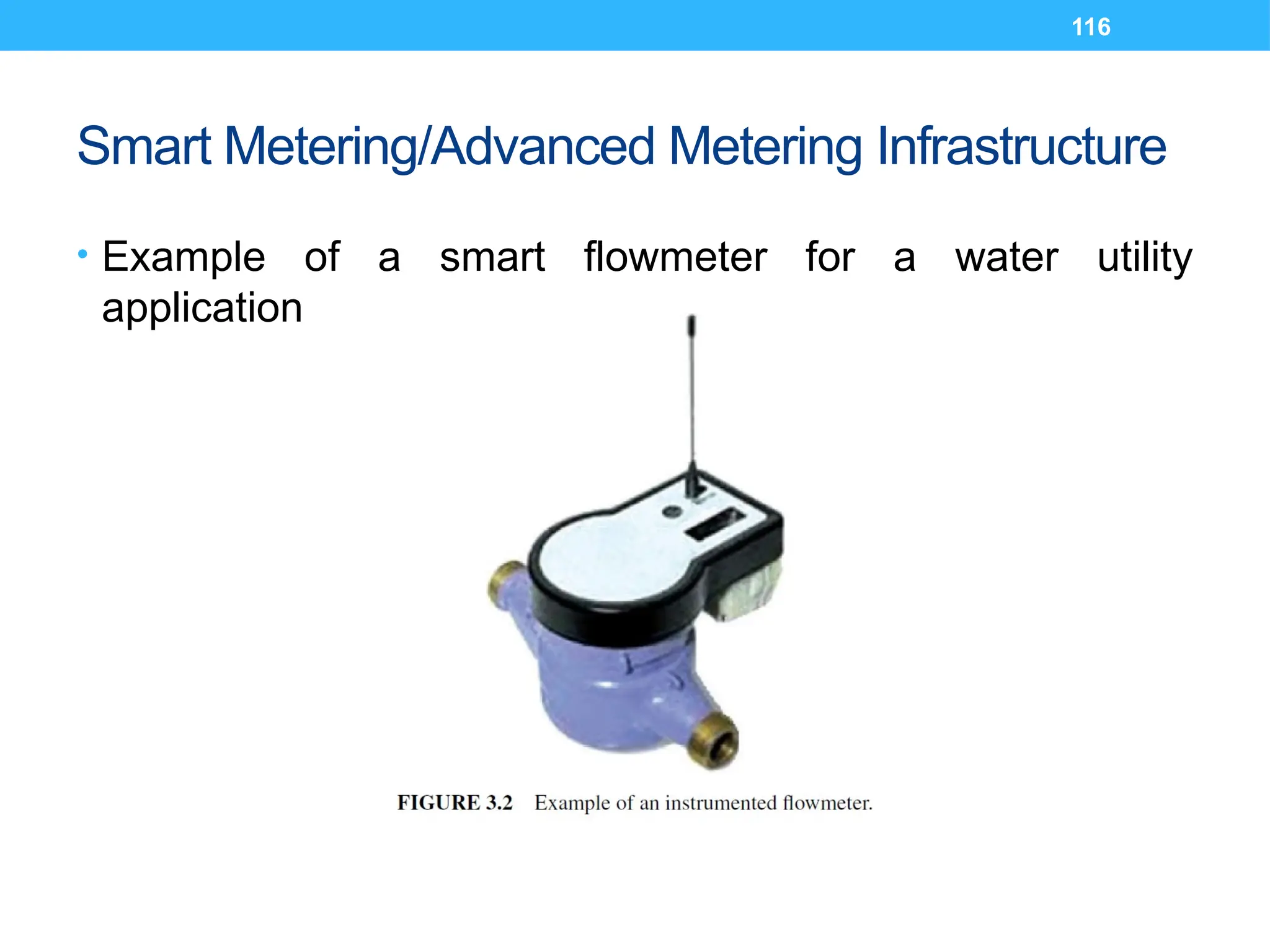 116
Smart Metering/Advanced Metering Infrastructure
• Example of a smart flowmeter for a water utility
application
 