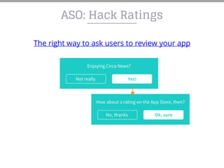 The right way to ask users to review your app
ASO: Hack Ratings
 