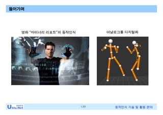 1/81 동작인식 기술 및 활용 분야
들어가며
영화 “마이너리 리포트”의 동작인식 아날로그를 디지털화
 
