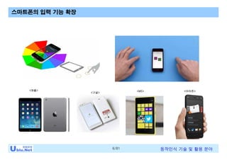 6/81 동작인식 기술 및 활용 분야
스마트폰의 입력 기능 확장
<애플>
<구글>
<MS> <아마존>
 