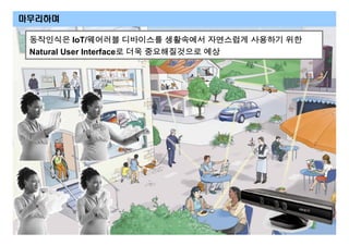 80/81 동작인식 기술 및 활용 분야
마무리하며
동작인식은 IoT/웨어러블 디바이스를 생활속에서 자연스럽게 사용하기 위한
Natural User Interface로 더욱 중요해질것으로 예상
 