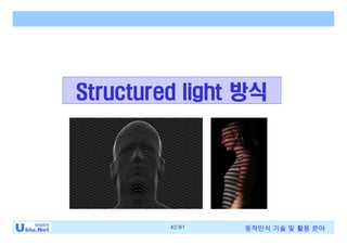 42/81 동작인식 기술 및 활용 분야
Structured light 방식
 