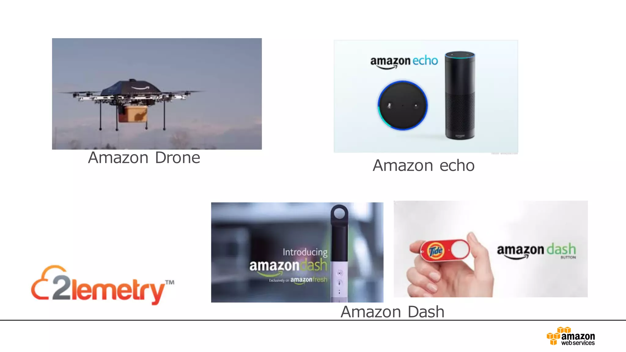Amazon Drone
Amazon Dash
Amazon echo
 