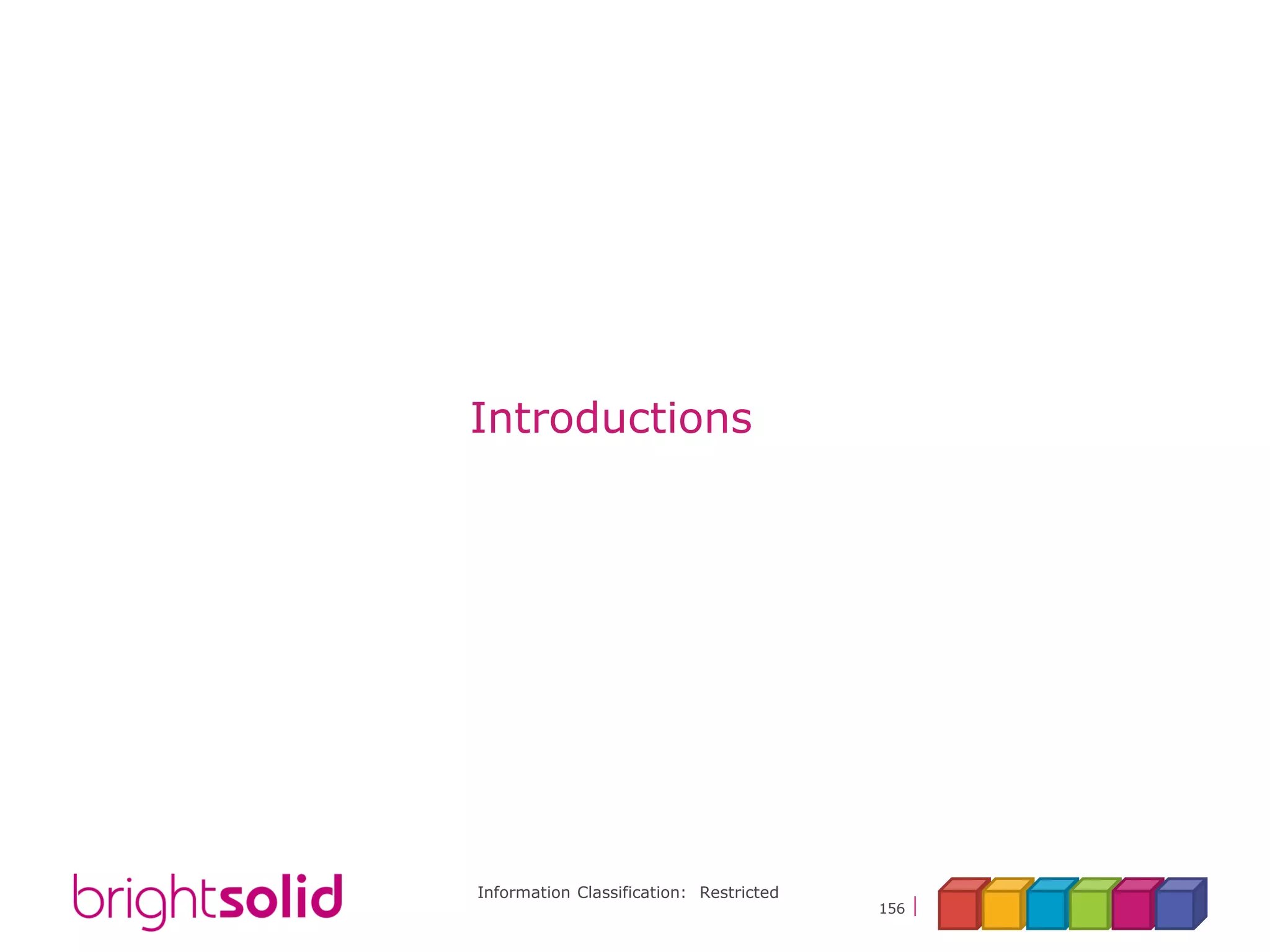 Information Classification: Restricted
156
Introductions
 
