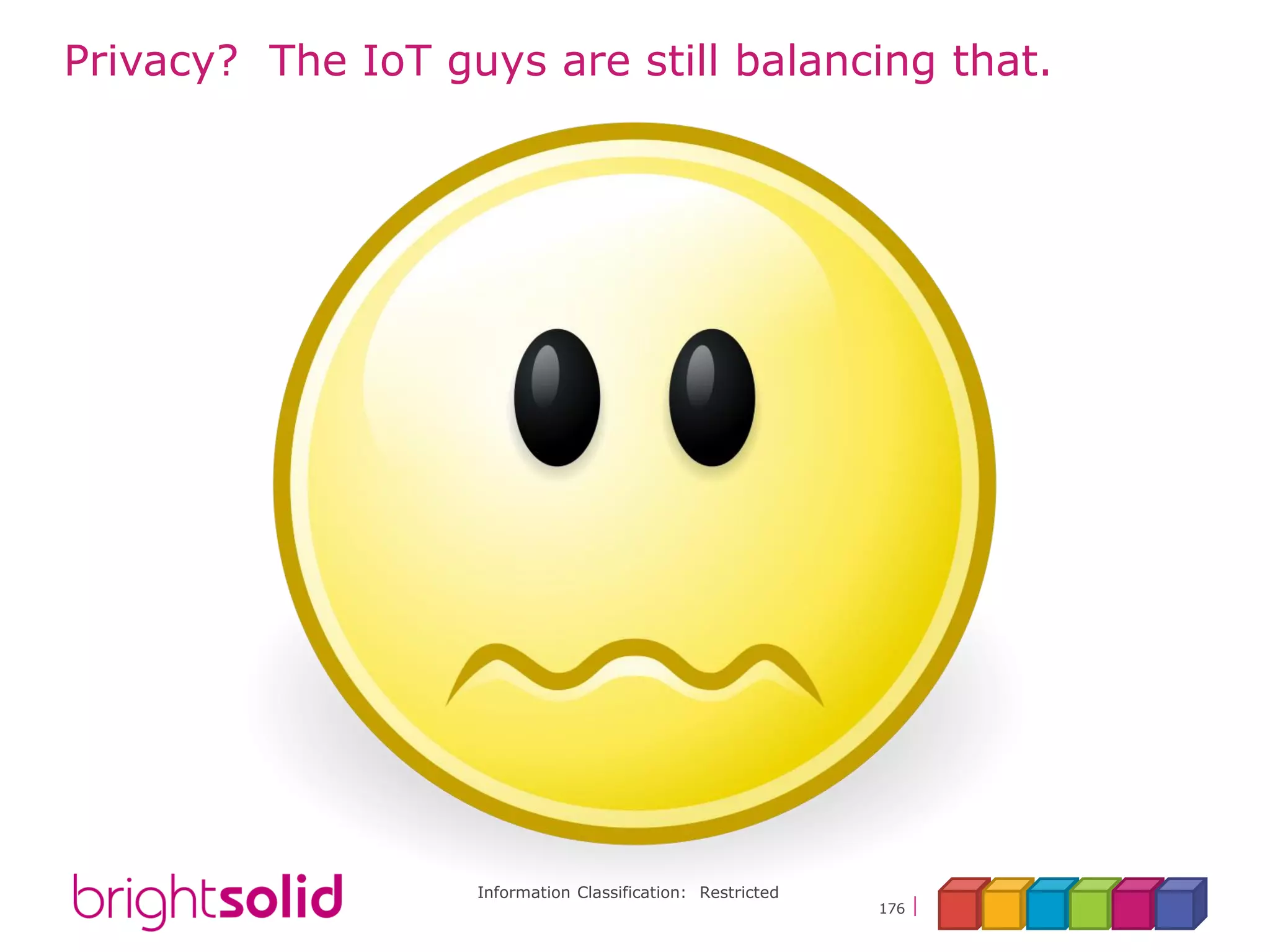 Information Classification: Restricted
176
Privacy? The IoT guys are still balancing that.
 